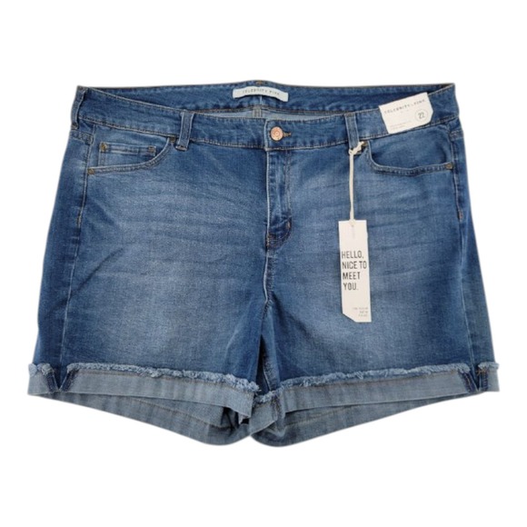 Celebrity Pink Womens Blue Denim Jean Shorts 5" Inseam Frayed Hem 22 - Picture 1 of 9
